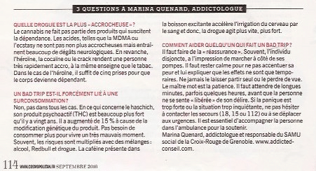Cosmopolitan interview drogue Marina Quénard